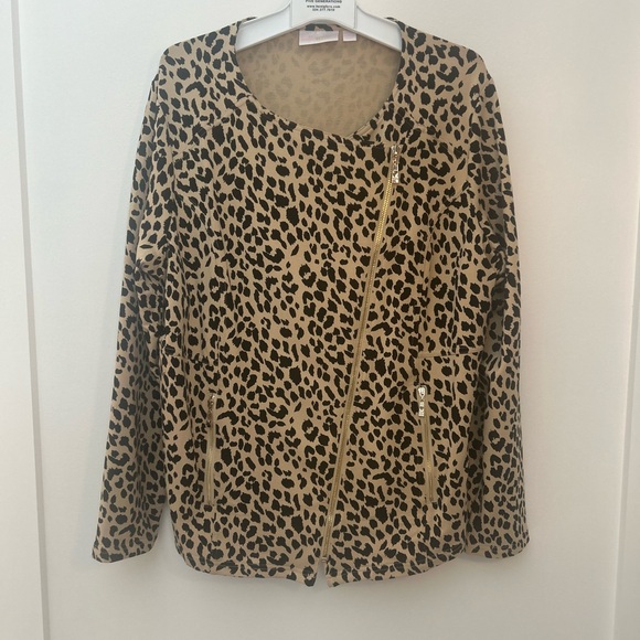 Belle by Kim Gravel Jackets & Blazers - Belle by Kim Gravel Tan Leopard Print Moto Jacket
